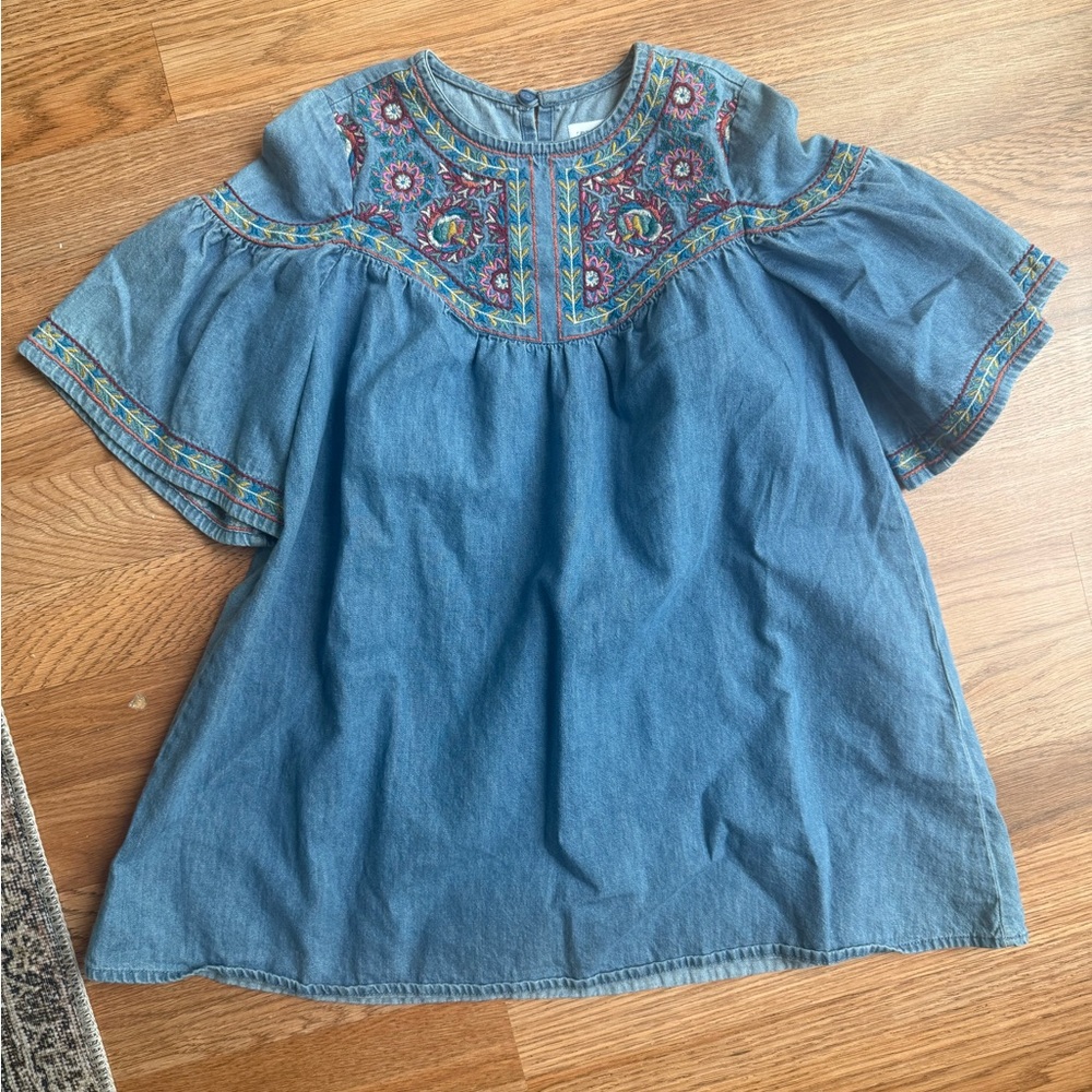 Zara embroidered denim dress